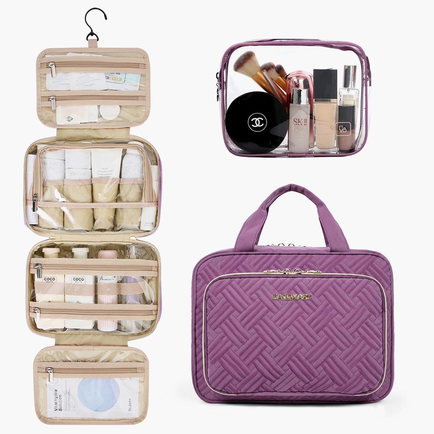 Wasserdichte Kulturtasche mit Transparentem Reiseset – Luxus Kosmetik- & Make-up Tasche für Reisen