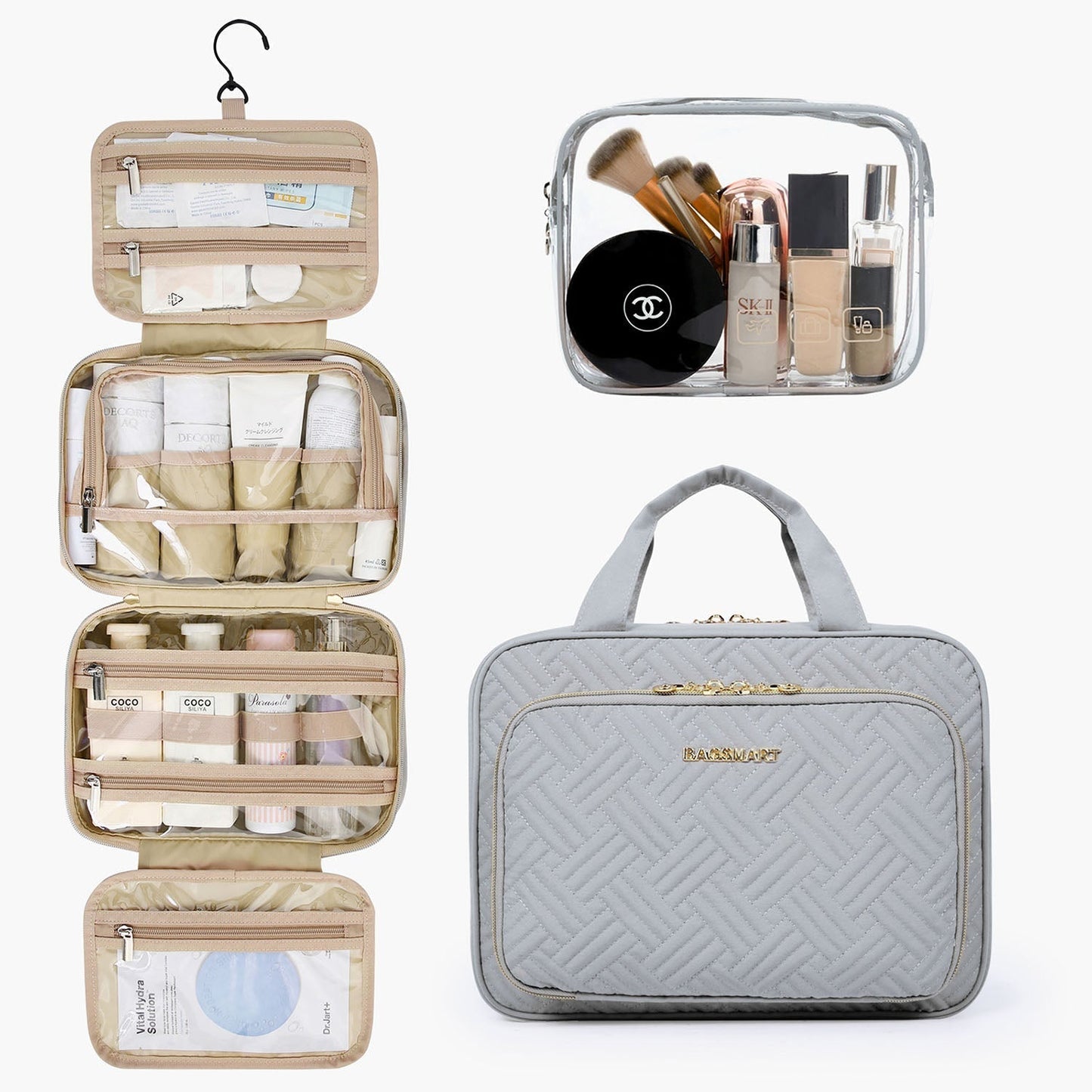 Wasserdichte Kulturtasche mit Transparentem Reiseset – Luxus Kosmetik- & Make-up Tasche für Reisen