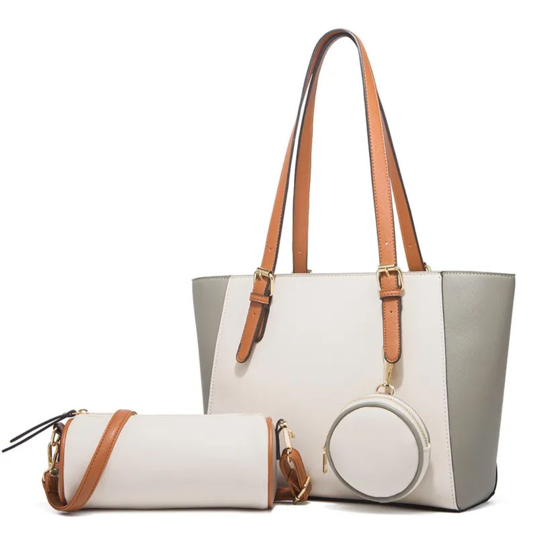 3-teiliges Damen Handtaschen Set – Shopper, Schultertasche & Geldbörse in einem
