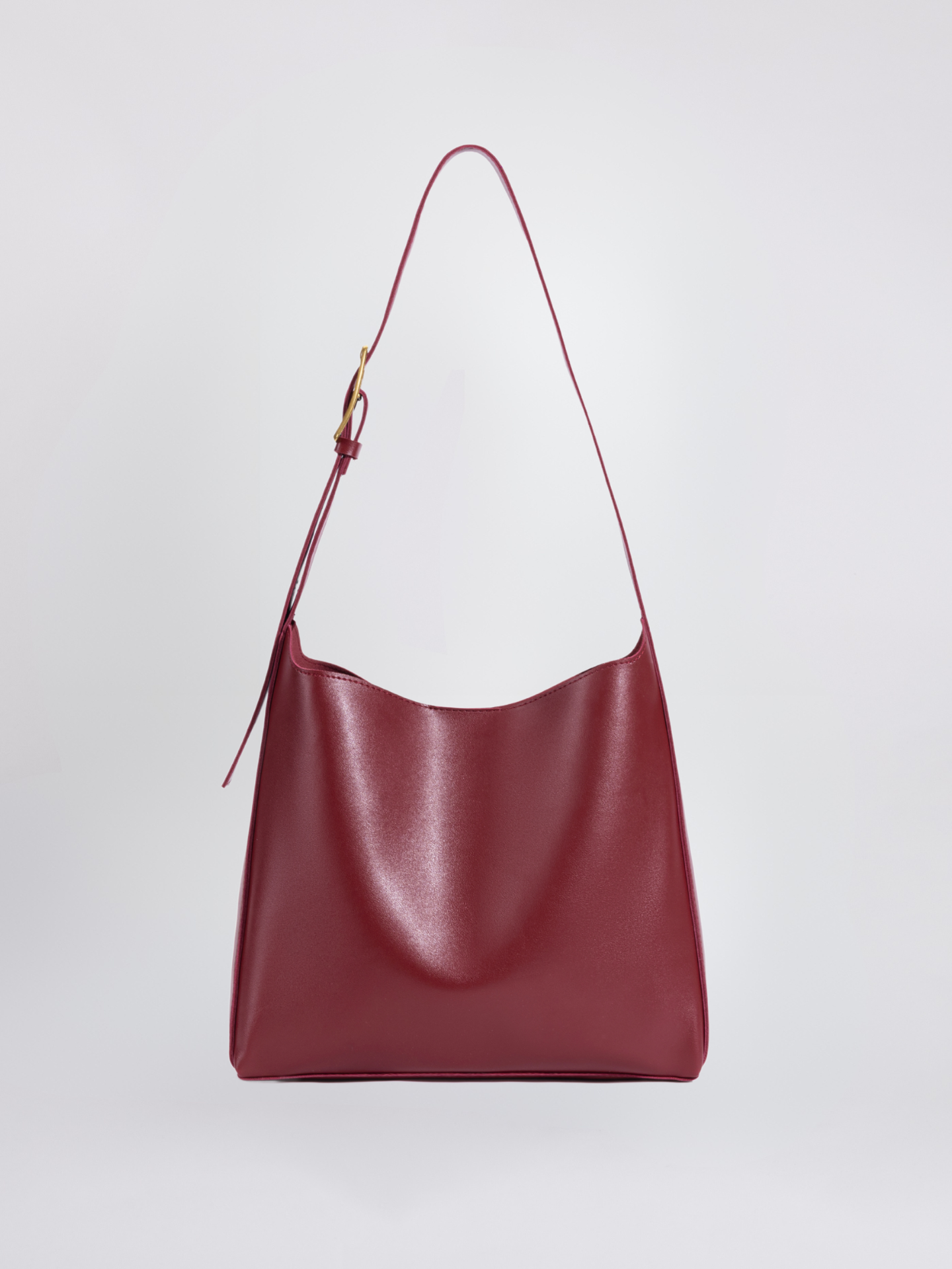 Minimalistische Vegan-Leder-Schultertasche – Schwarz & Bordeaux – Zeitloses Design für jeden Anlass