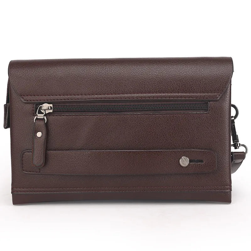 Leder Herren Portemonnaie mit Handgelenkriemen – Multifunktionale Clutch mit Reißverschlussfächern