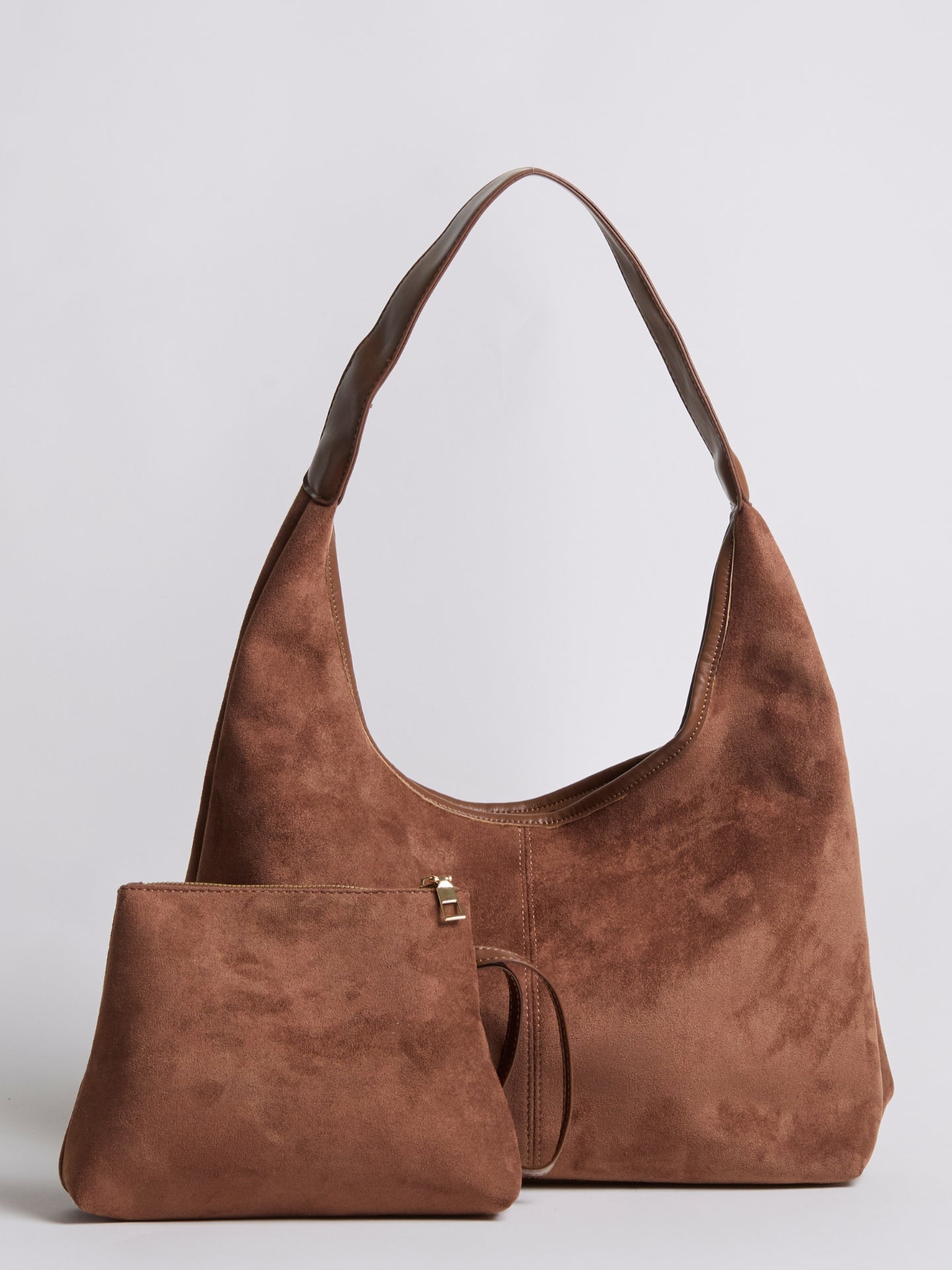 Schwarze Wildleder Schultertasche Damen – Minimalistisches & Geräumiges Design