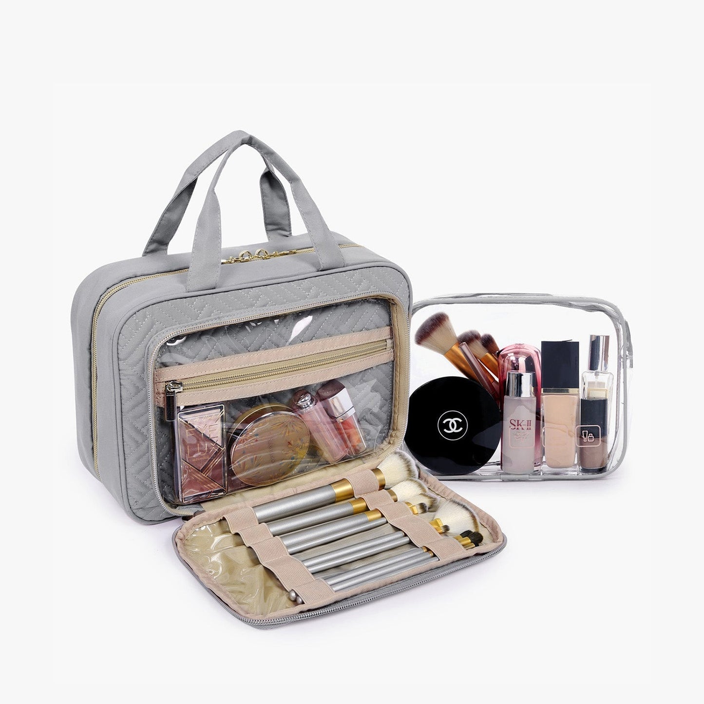 Wasserdichte Kulturtasche mit Transparentem Reiseset – Luxus Kosmetik- & Make-up Tasche für Reisen