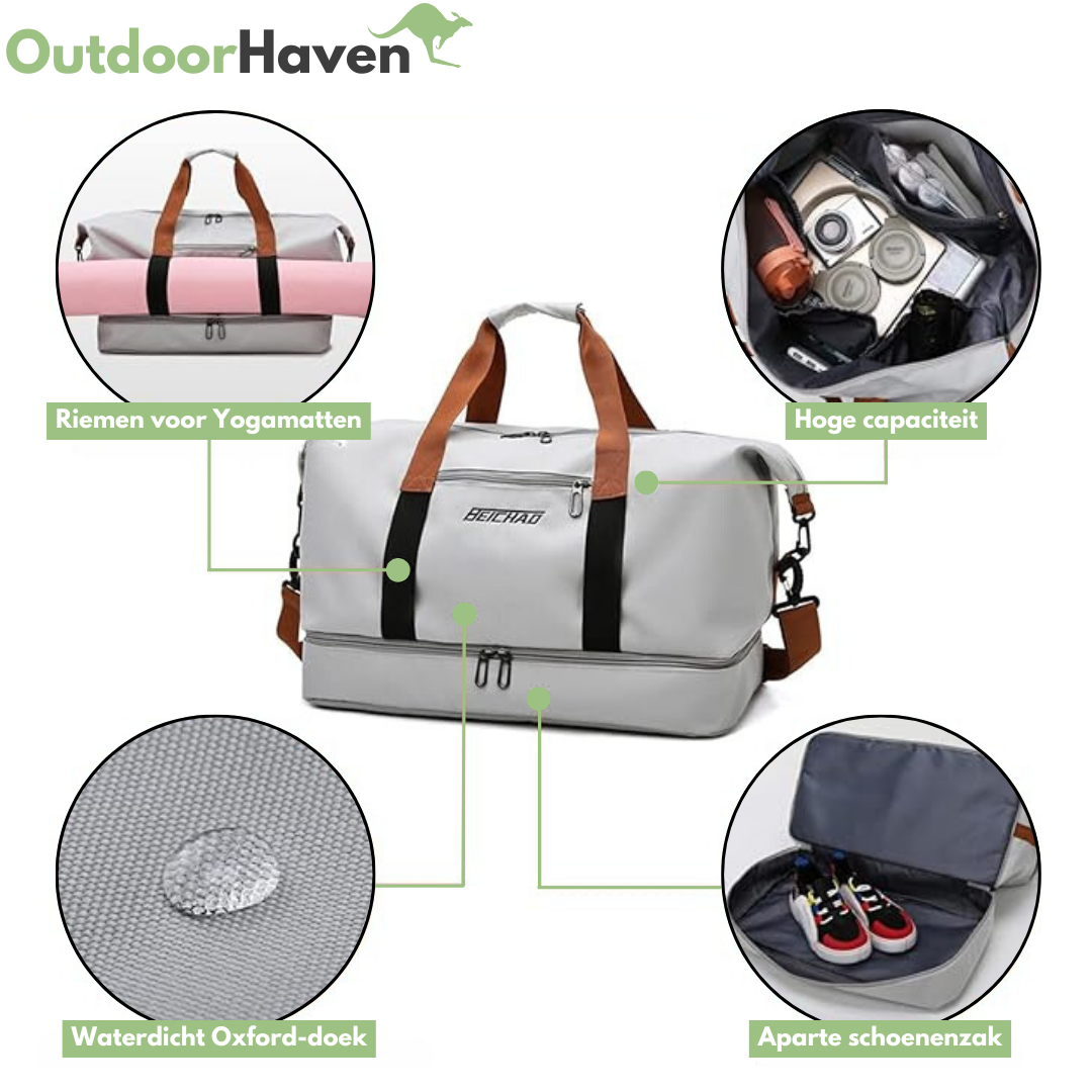 Wasserdichte Sport- und Reisetasche – 40L Weekender mit Schuhfach & Nassfach – Ideal für Sport, Reisen & Alltag