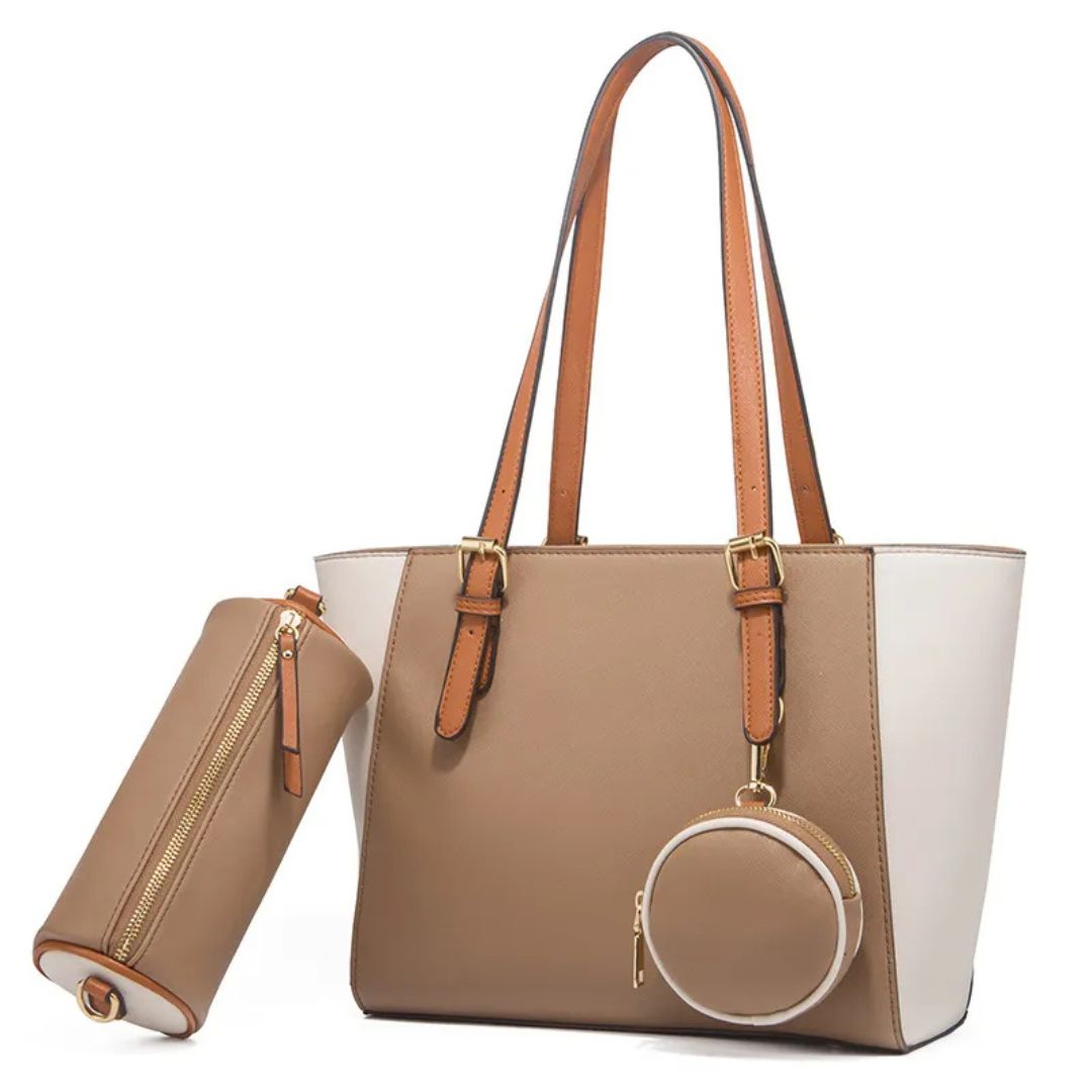 3-teiliges Damen Handtaschen Set – Shopper, Schultertasche & Geldbörse in einem