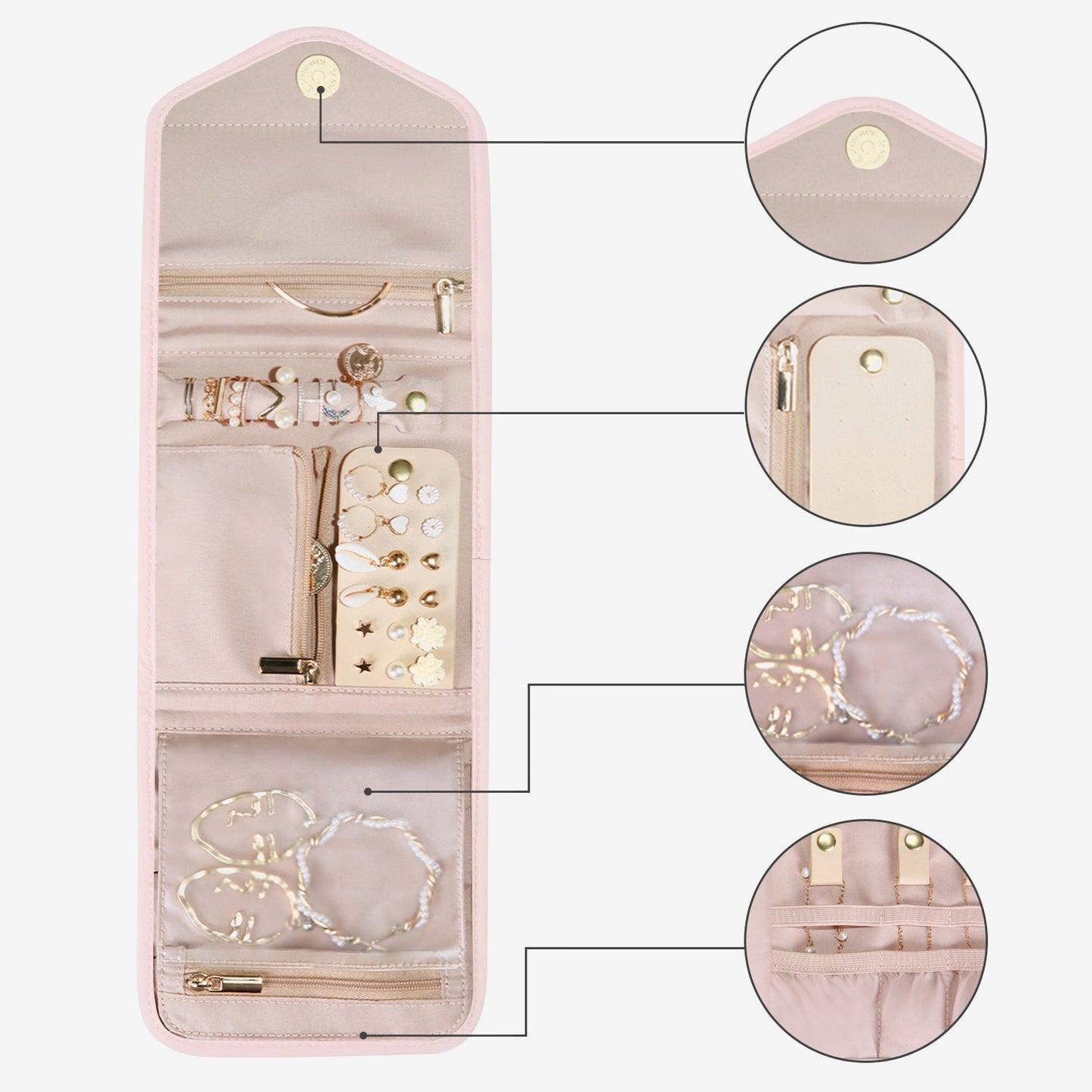 Schmucktasche Organizer – Kompakte Schmuck Aufbewahrung für Reisen im Umschlag-Design