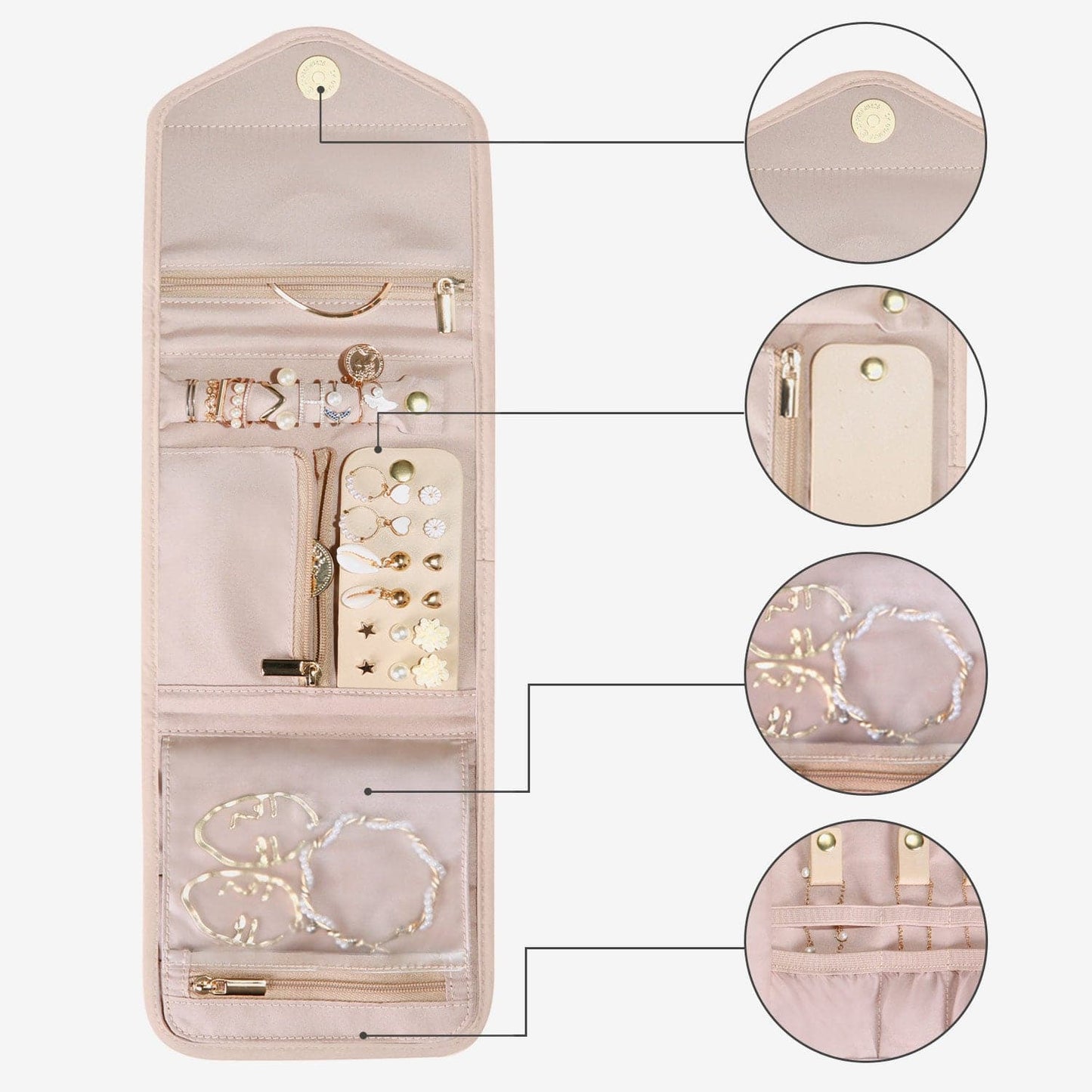 Schmucktasche Organizer – Kompakte Schmuck Aufbewahrung für Reisen im Umschlag-Design