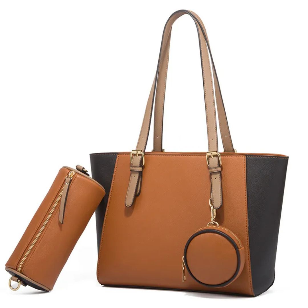 3-teiliges Damen Handtaschen Set – Shopper, Schultertasche & Geldbörse in einem