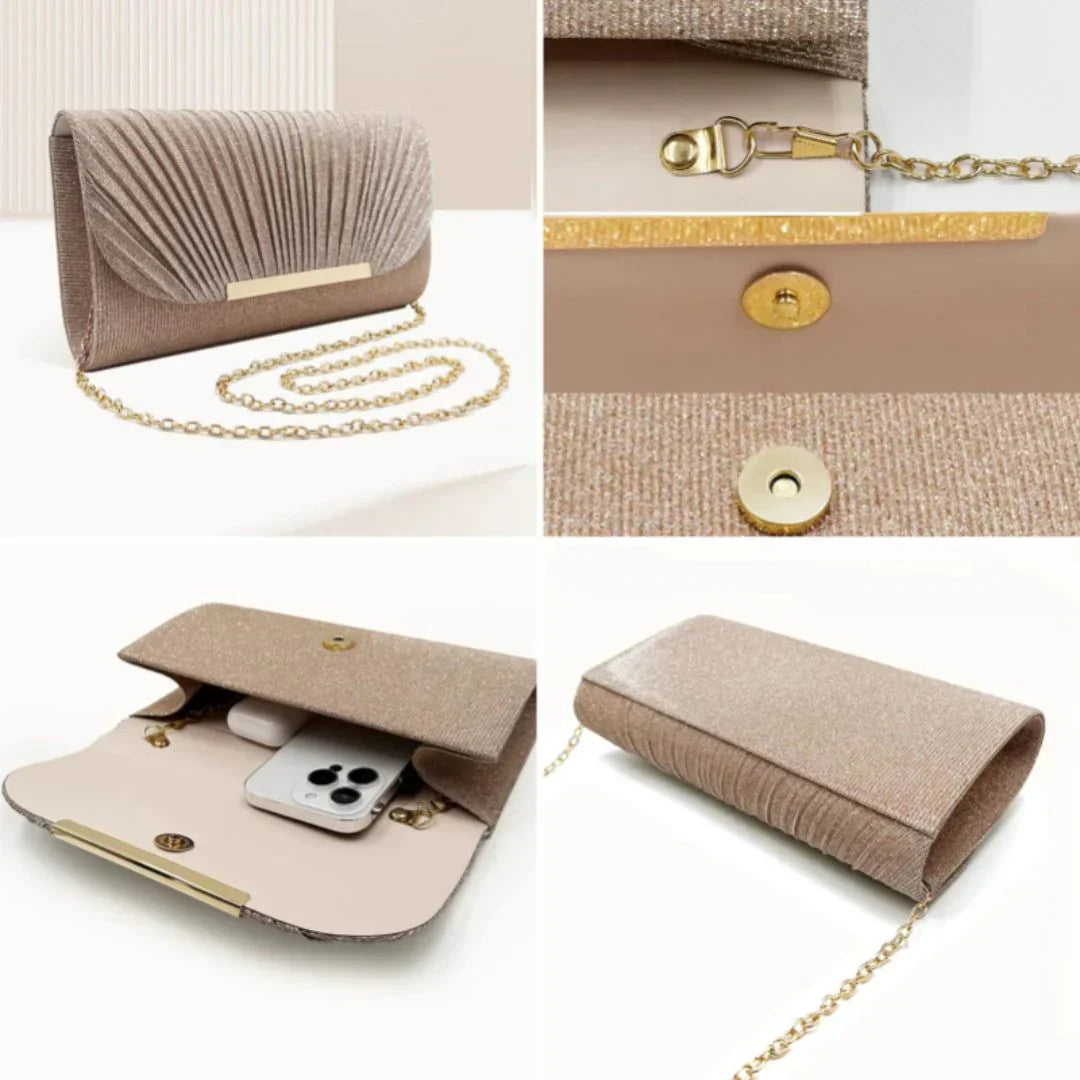 Elegante Abend Clutch – Glänzende Party Tasche mit Goldverschluss & Mehreren Farben
