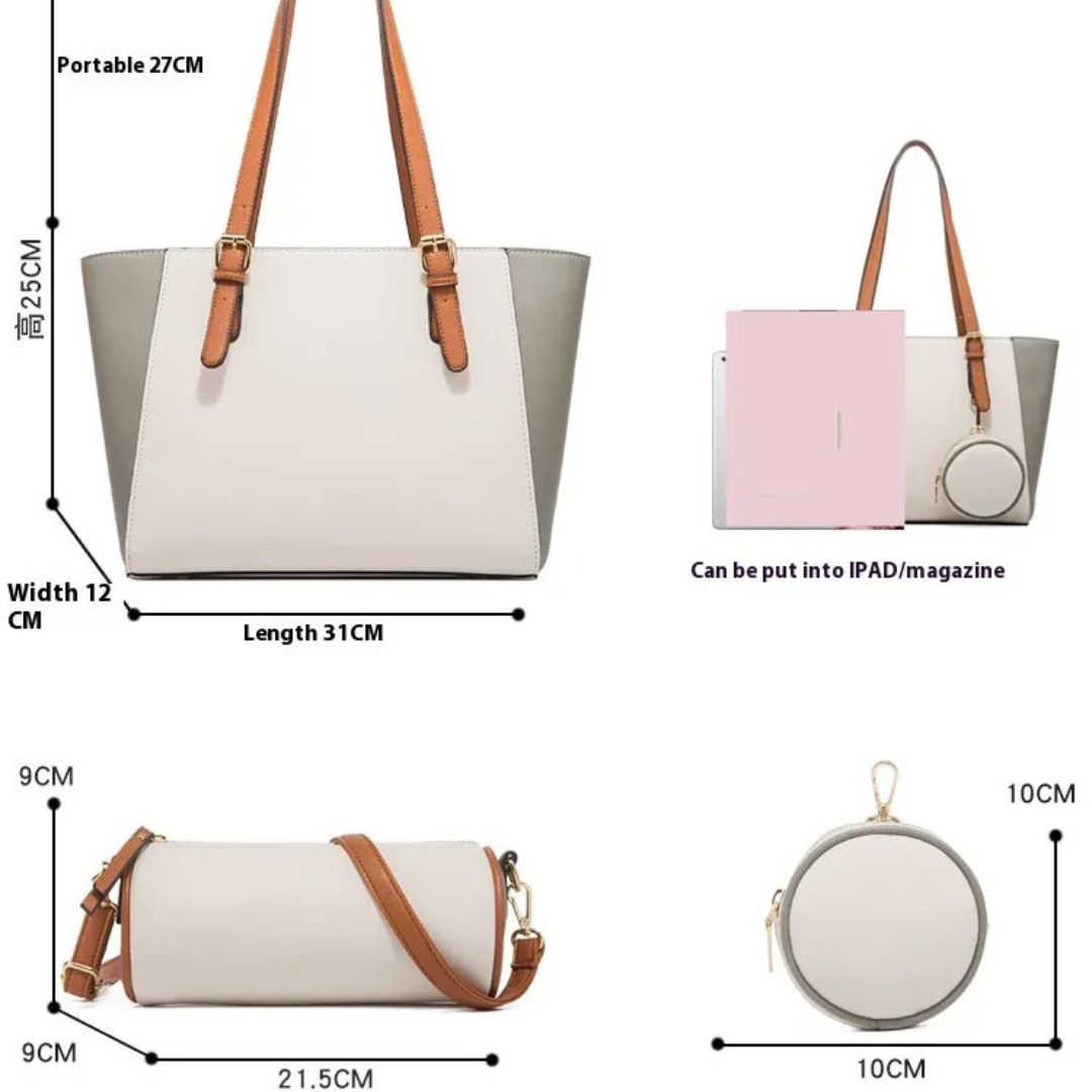 3-teiliges Damen Handtaschen Set – Shopper, Schultertasche & Geldbörse in einem