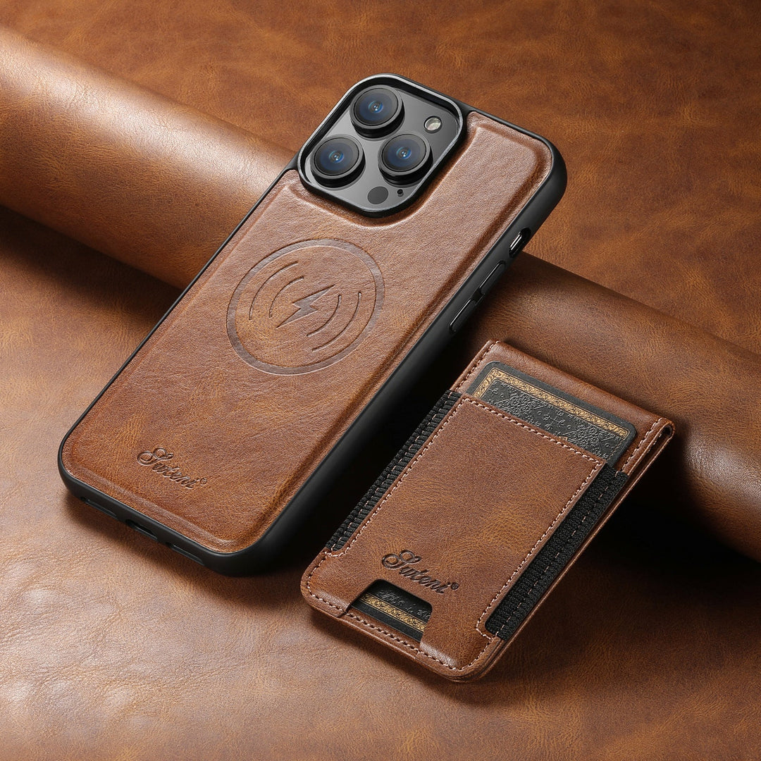 Leder iPhone Hülle mit MagSafe & Kartenhalter – 2-in-1 Wallet Case