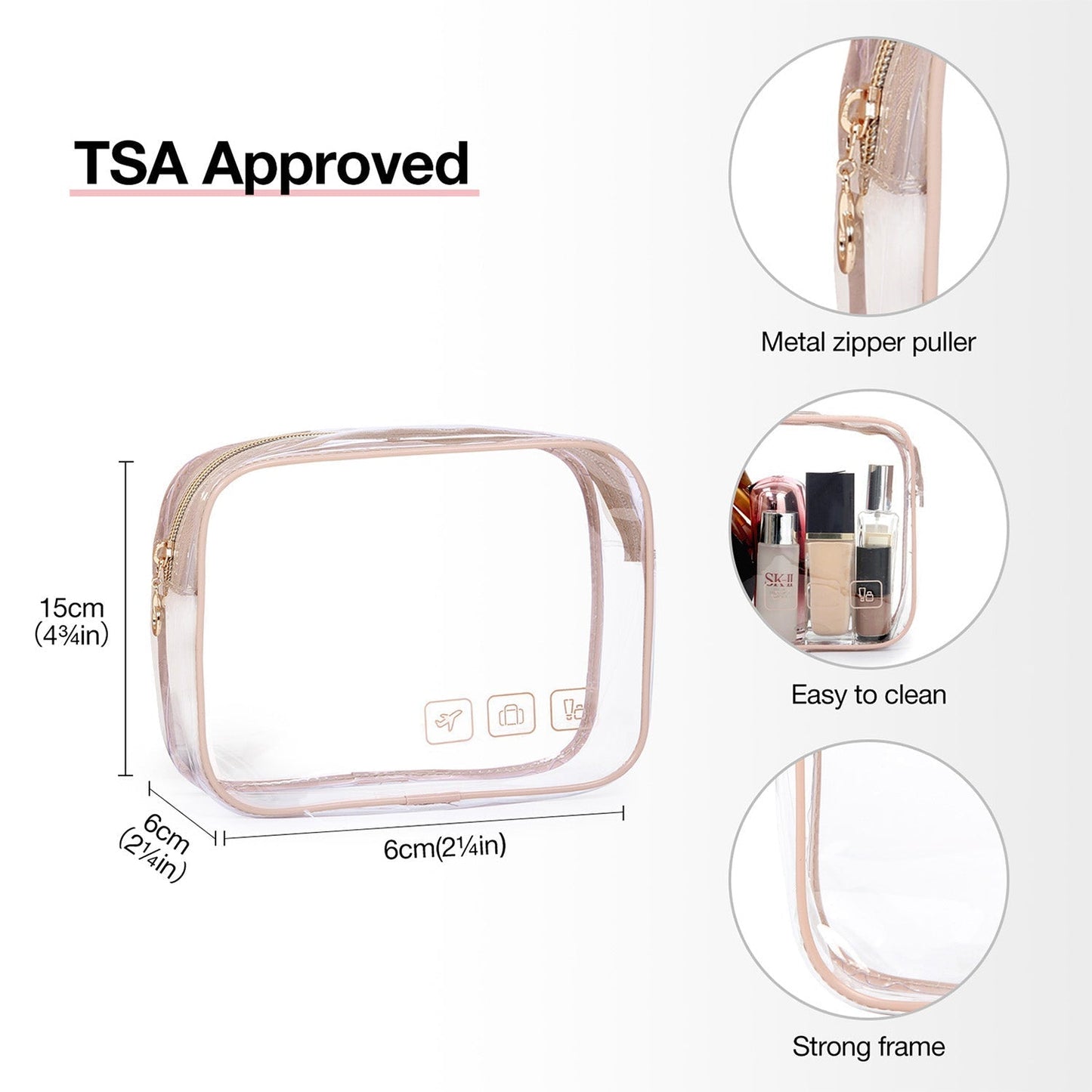 Wasserdichte Kulturtasche mit Transparentem Reiseset – Luxus Kosmetik- & Make-up Tasche für Reisen
