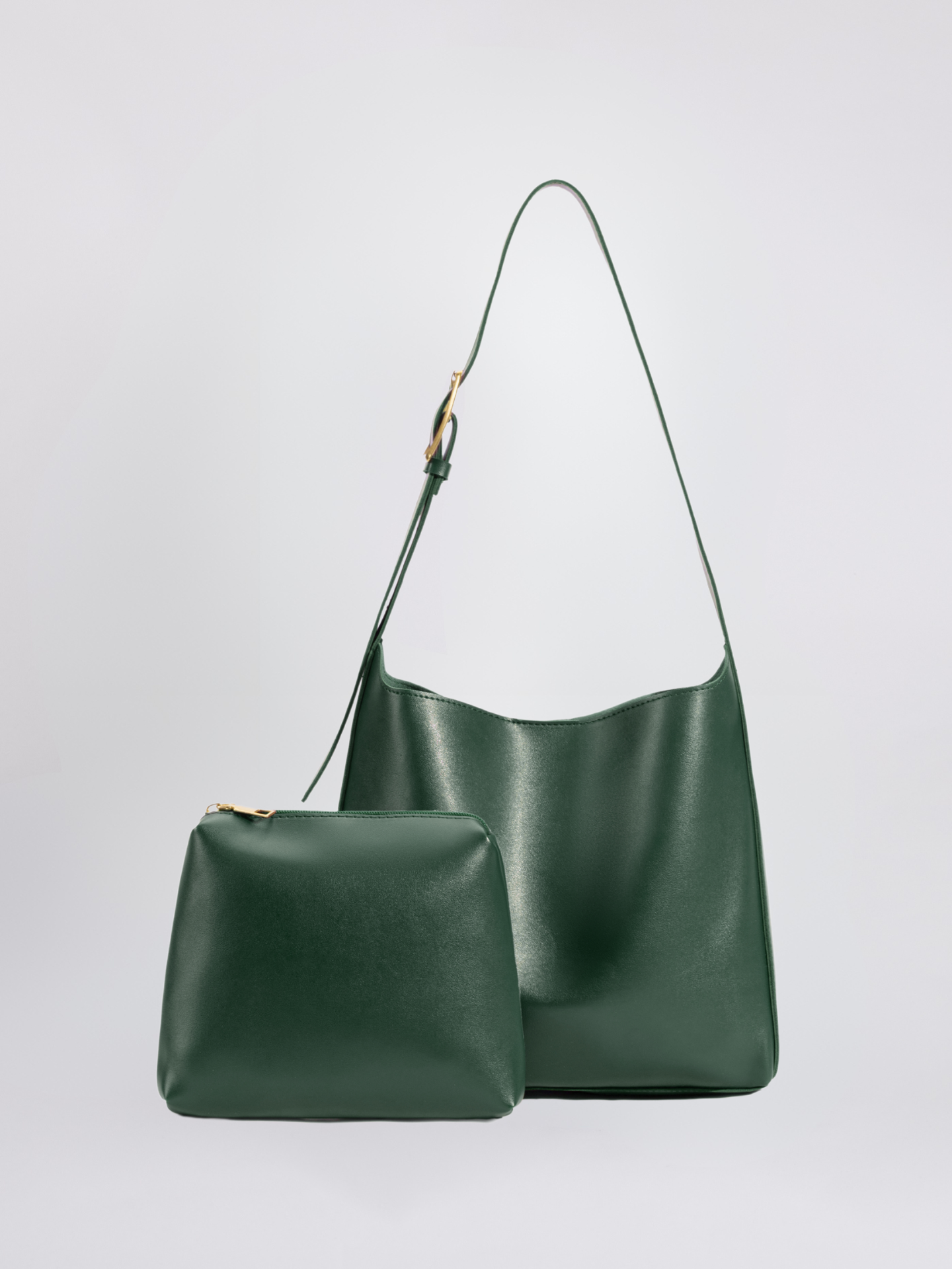 Minimalistische Vegan-Leder-Schultertasche – Schwarz & Bordeaux – Zeitloses Design für jeden Anlass
