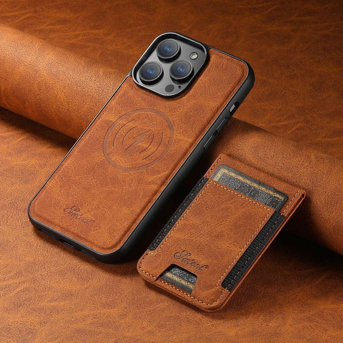 Leder iPhone Hülle mit MagSafe & Kartenhalter – 2-in-1 Wallet Case