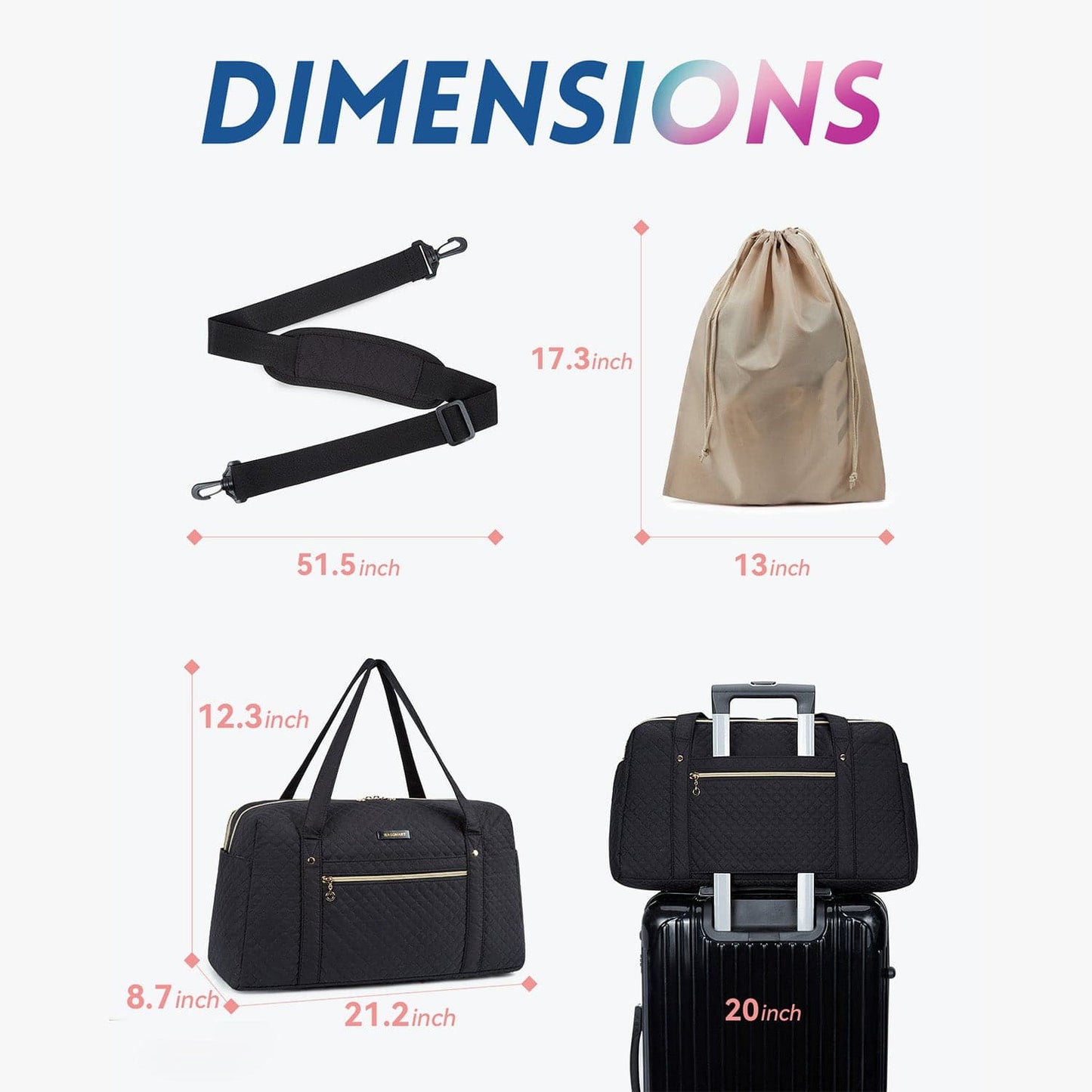 Weekender Reisetasche Damen – Große Handgepäck Tasche mit Schuhfach & Wasserabweisendem Material