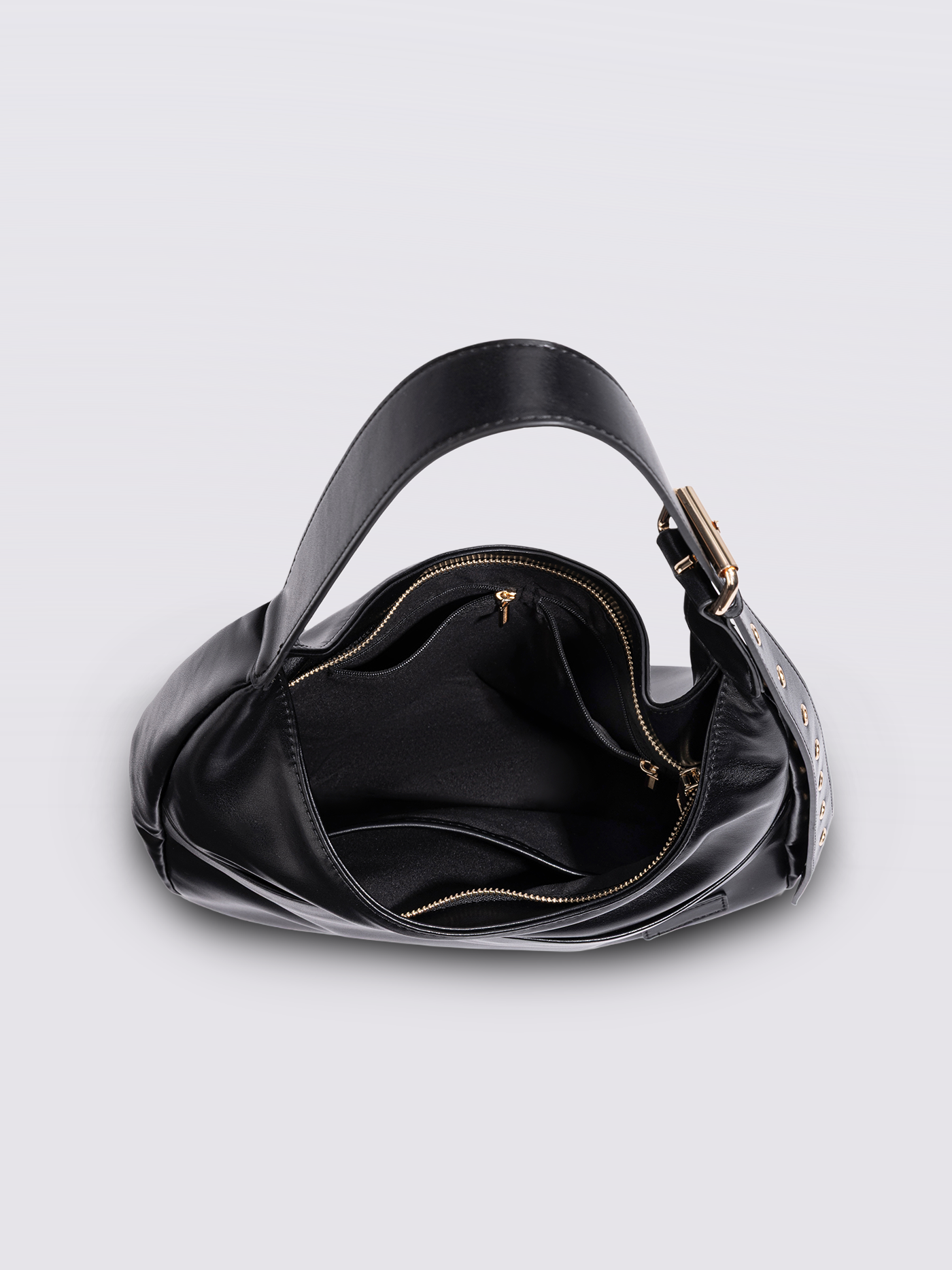 Schwarze Schultertasche Damen – Minimalistisches & geräumiges Design aus veganem Leder