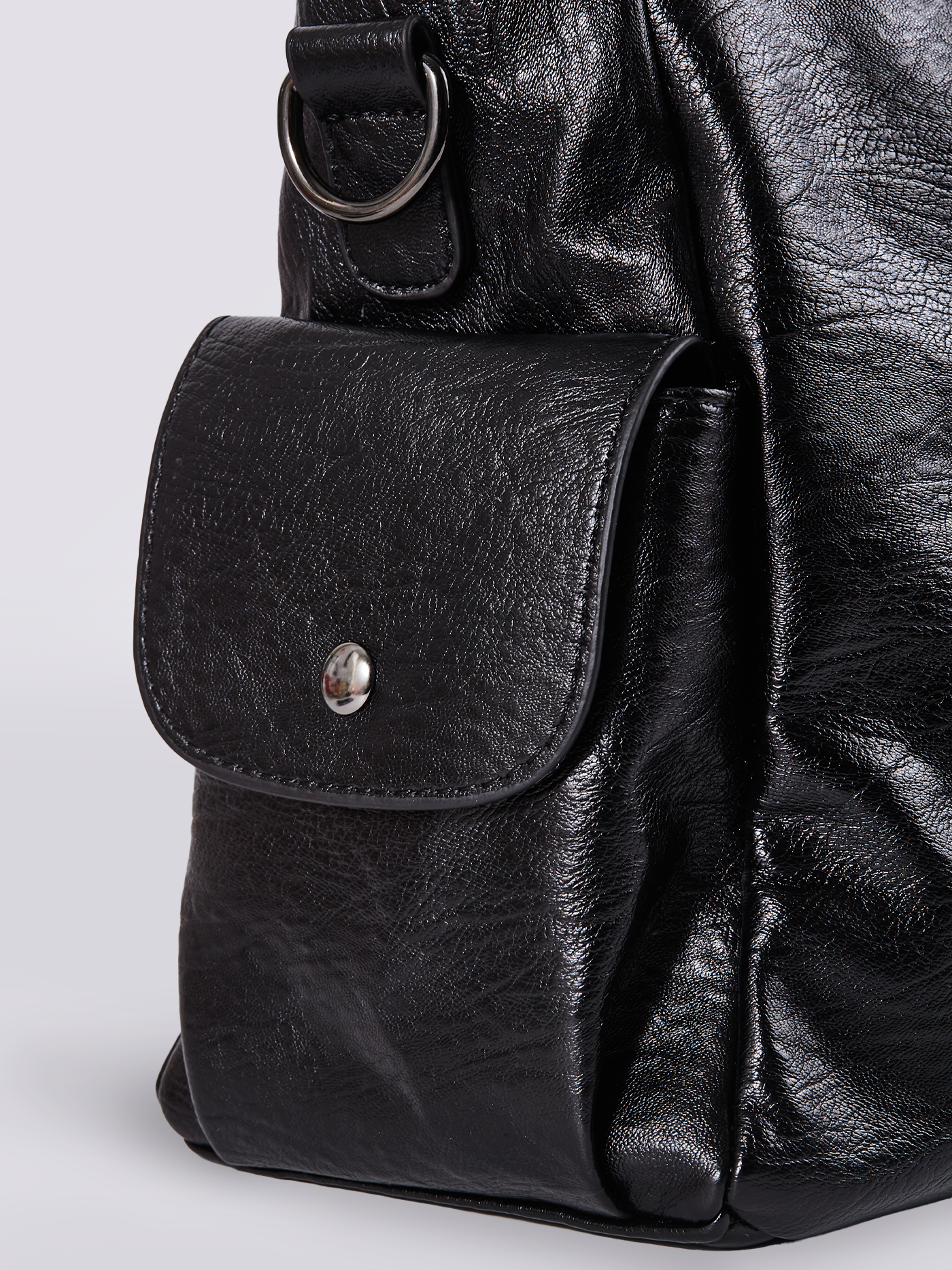 Schwarze Schultertasche Damen mit Seitentaschen – Geräumig & Elegant