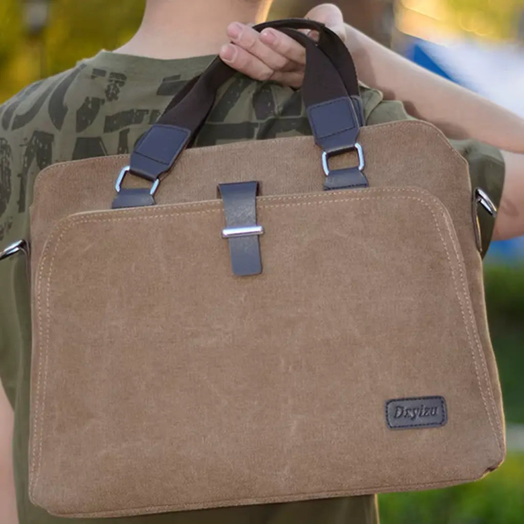 Laptoptasche aus Canvas in Braun – Leicht & Strapazierfähig für Damen & Herren