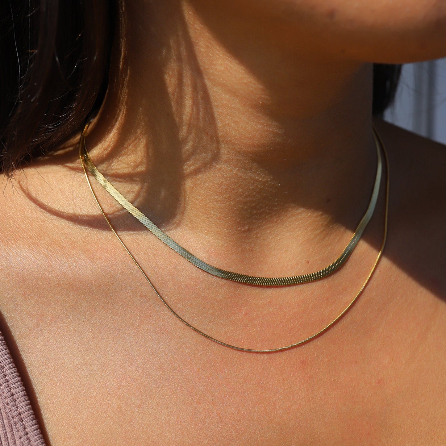 Goldene Doppelketten-Halskette – Snake Chain & Feines Layer-Design – Wasserfest & Zeitlos