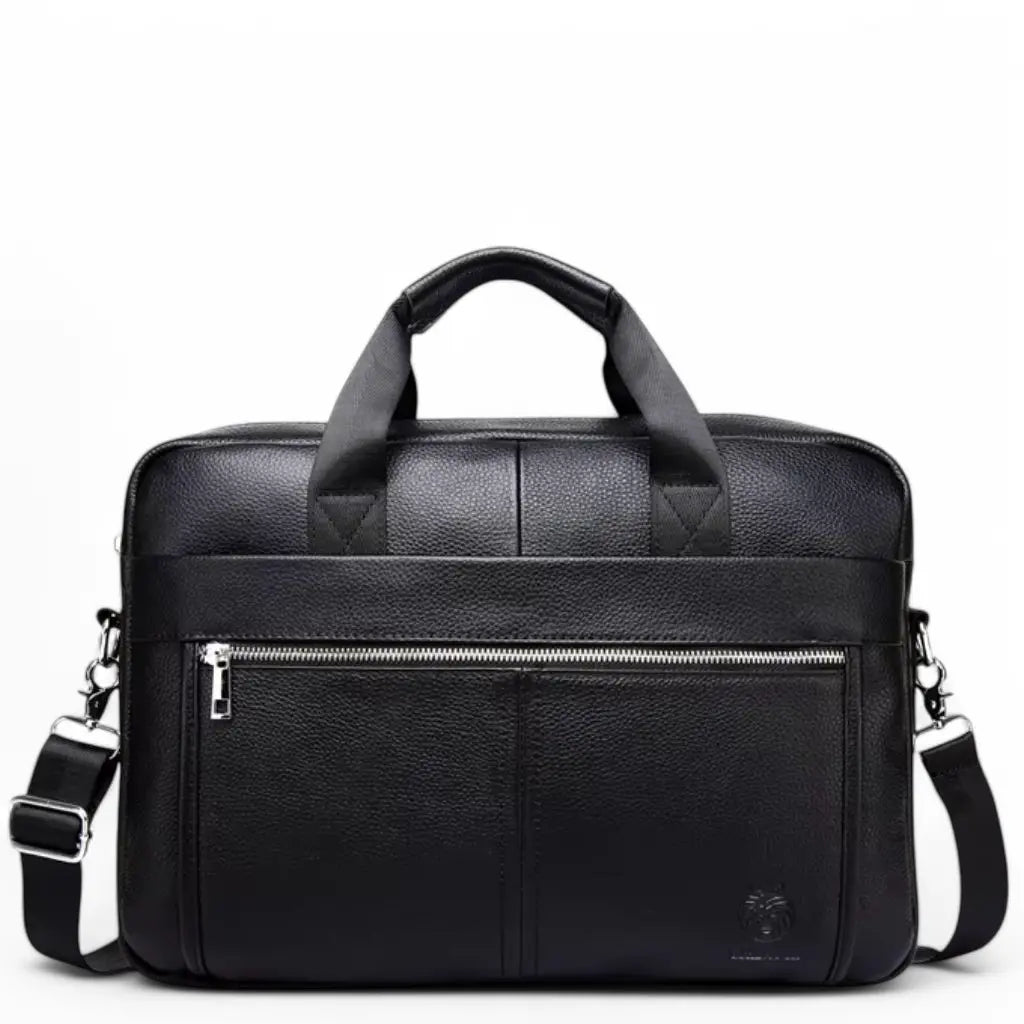 Laptoptasche Herren 15 Zoll Schwarz aus Echtleder – Wasserabweisend & Stilvoll für Business & Alltag
