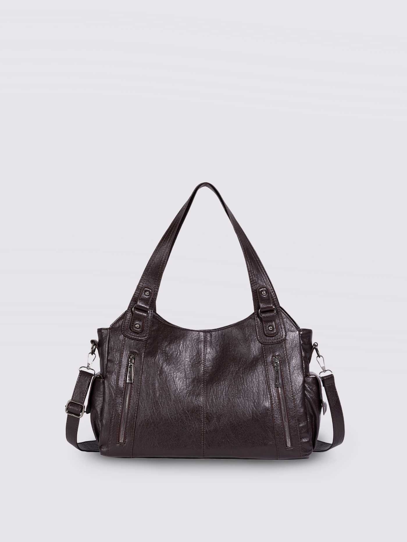 Schwarze Schultertasche Damen mit Seitentaschen – Geräumig & Elegant