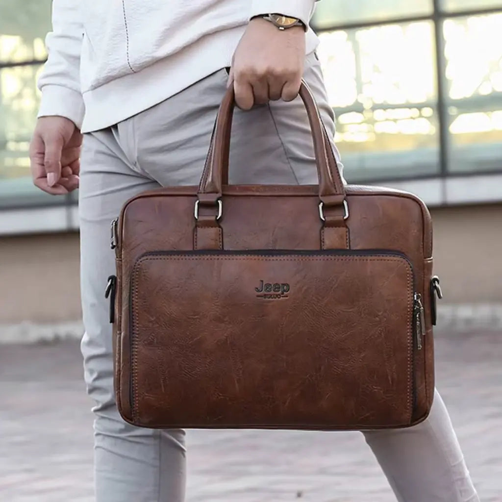 Laptoptasche Herren 14 Zoll Leder – Business Aktentasche Echtleder Vintage Braun