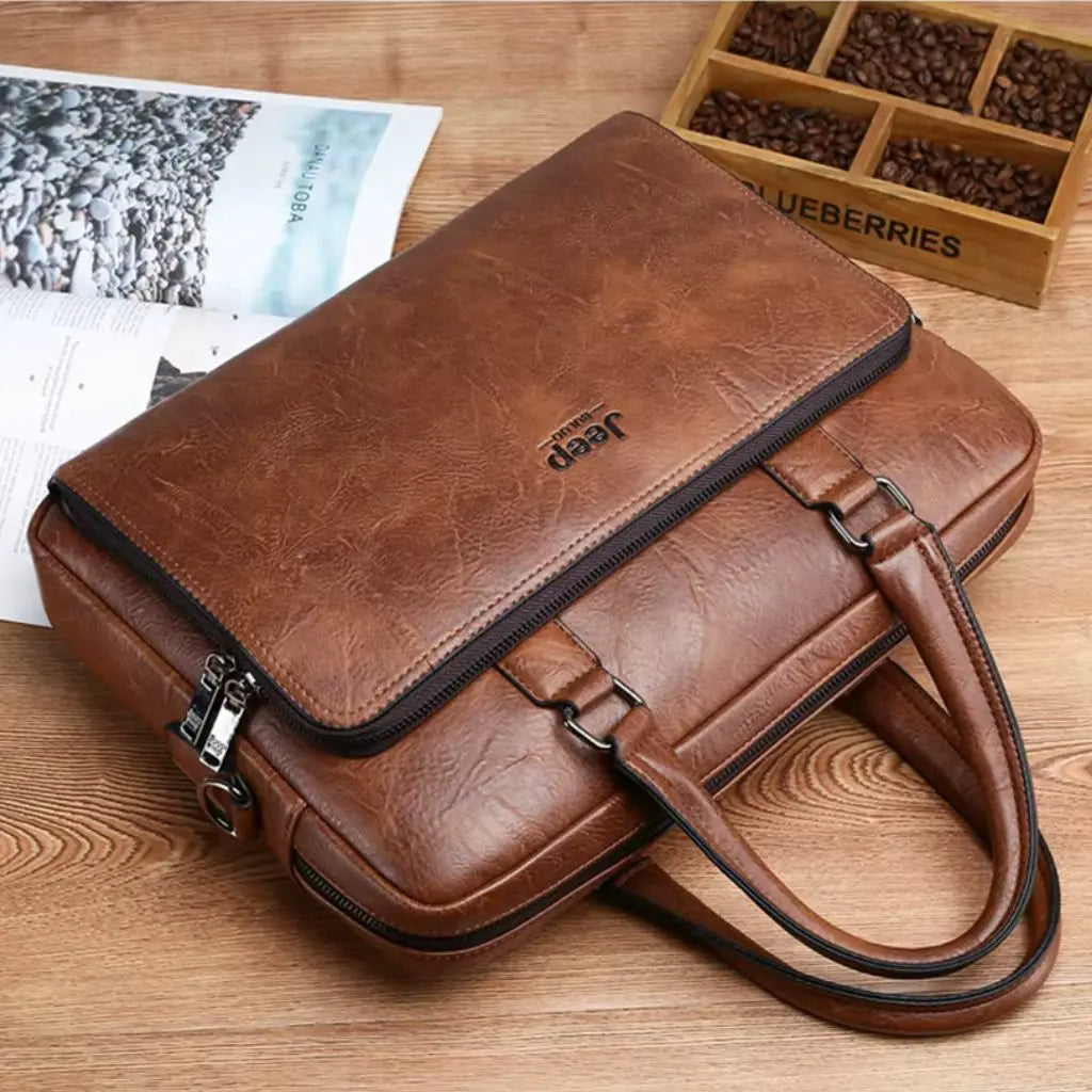 Laptoptasche Herren 14 Zoll Leder – Business Aktentasche Echtleder Vintage Braun