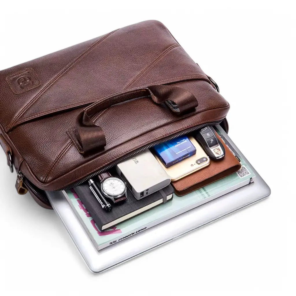 Schwarze Laptoptasche aus Leder – Elegant & Funktional
