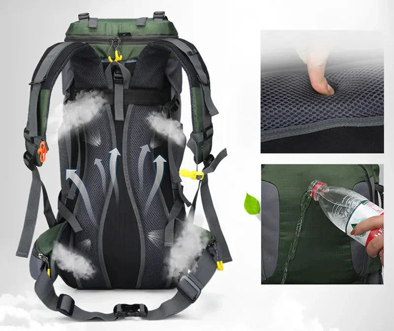 Wasserdichter 70L Wanderrucksack – Leicht, Ergonomisch & Vielseitig für Trekking, Camping & Reisen