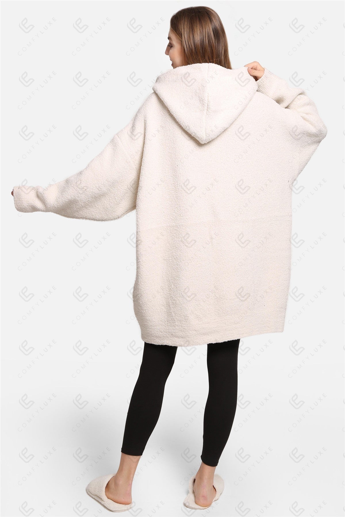 Oversized Damen Hoodie Decke – Weiche Wearable Blanket mit Kapuze & Tasche