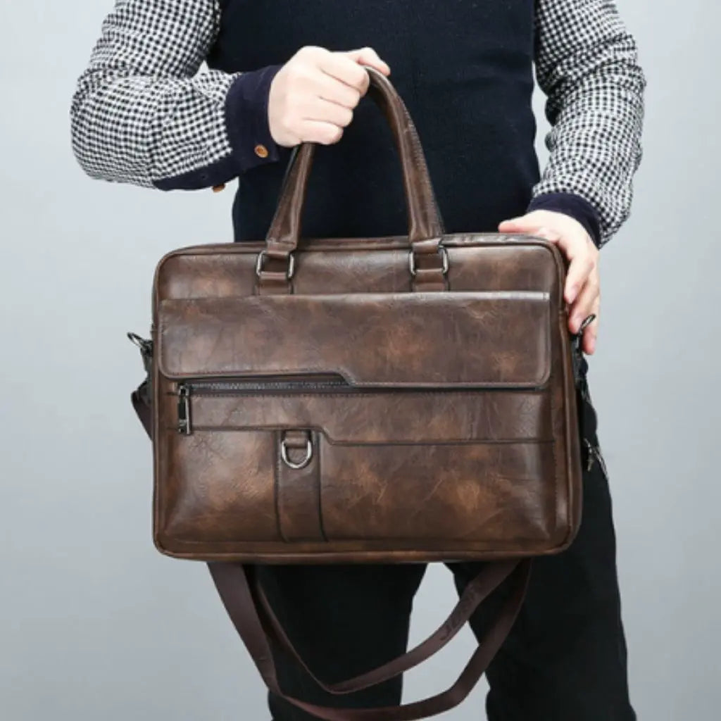 Leder Laptoptasche Braun – Echtleder Aktentasche für 15,6" Laptop mit Organizer