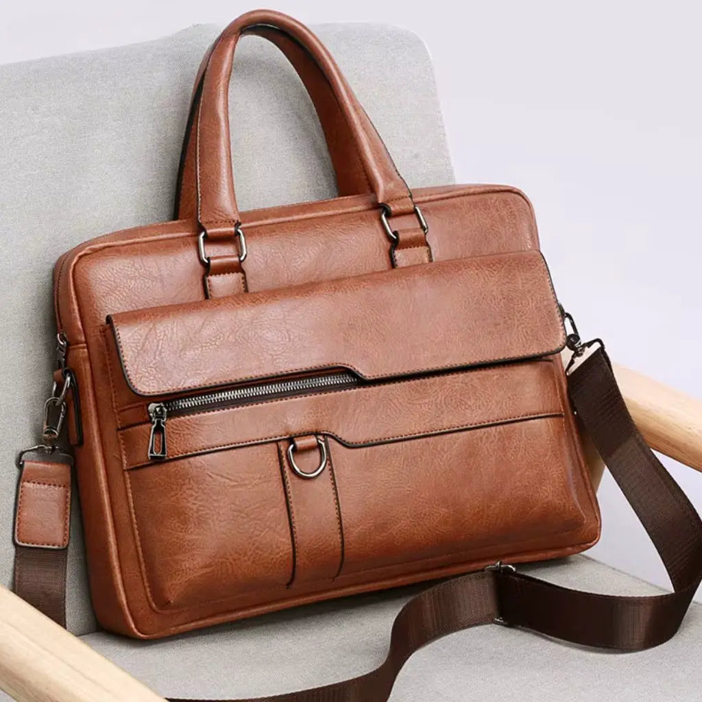 Leder Laptoptasche Braun – Echtleder Aktentasche für 15,6" Laptop mit Organizer