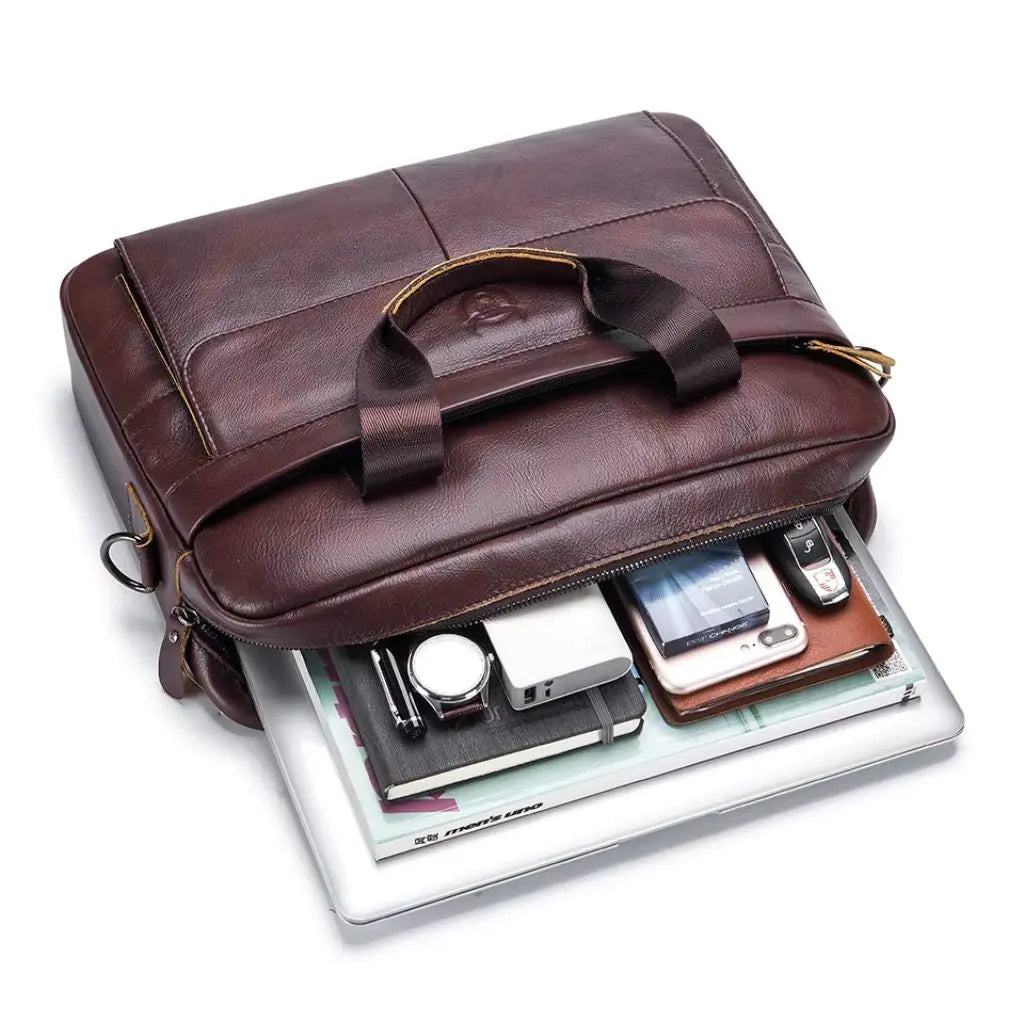 Laptoptasche Herren 14 Zoll – Premium Rindsleder, wasserabweisend, stilvoll & funktional
