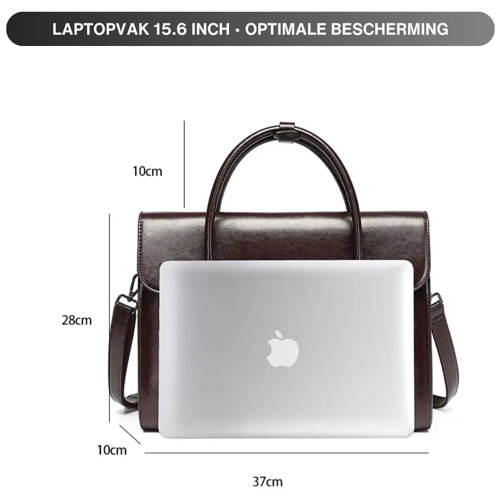 Dunkelbraune Leder-Aktentasche für Herren – Elegante Business-Tasche mit Laptopfach und abnehmbarem Schulterriemen