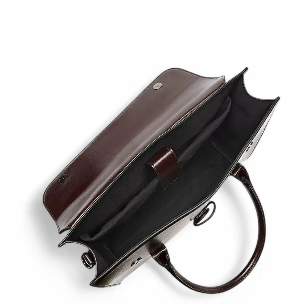 Dunkelbraune Leder-Aktentasche für Herren – Elegante Business-Tasche mit Laptopfach und abnehmbarem Schulterriemen