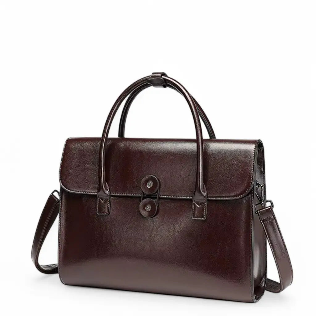 Dunkelbraune Leder-Aktentasche für Herren – Elegante Business-Tasche mit Laptopfach und abnehmbarem Schulterriemen