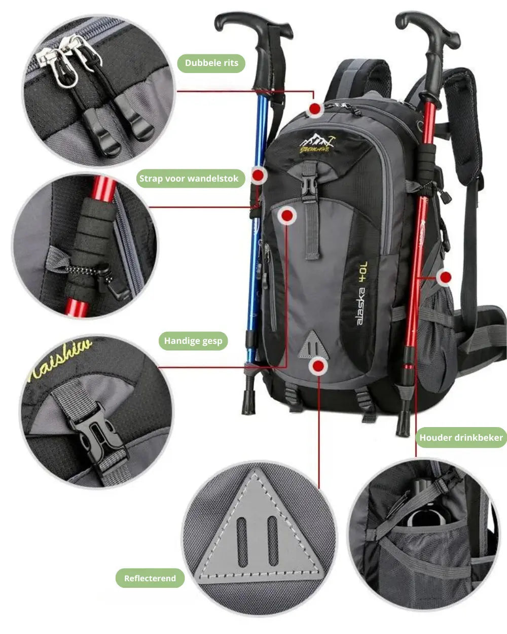 Wasserdichter 40L Outdoor Rucksack – Trekking, Wandern, Reisen