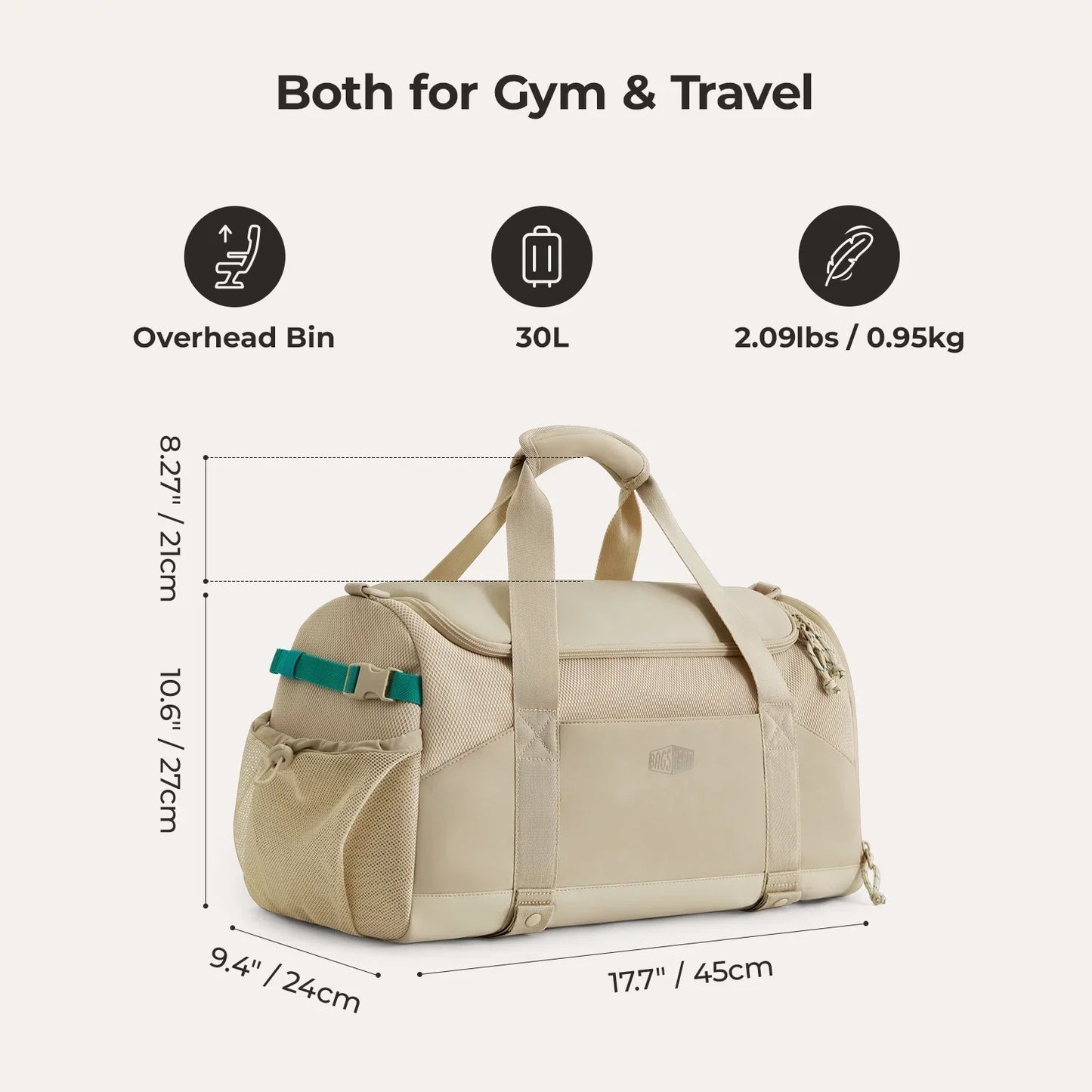 Duffel Bag 36L – Wasserabweisende Sport- & Reisetasche mit Schuhfach & Mehreren Fächern
