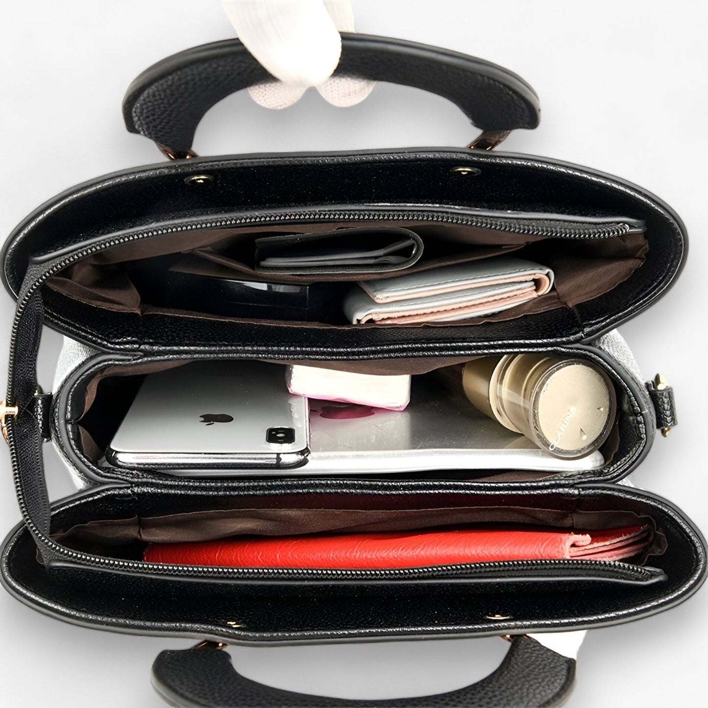 Elegante PU-Leder-Handtasche für Damen – Stilvolle Tasche mit goldenen Akzenten und praktischer Fächeraufteilung