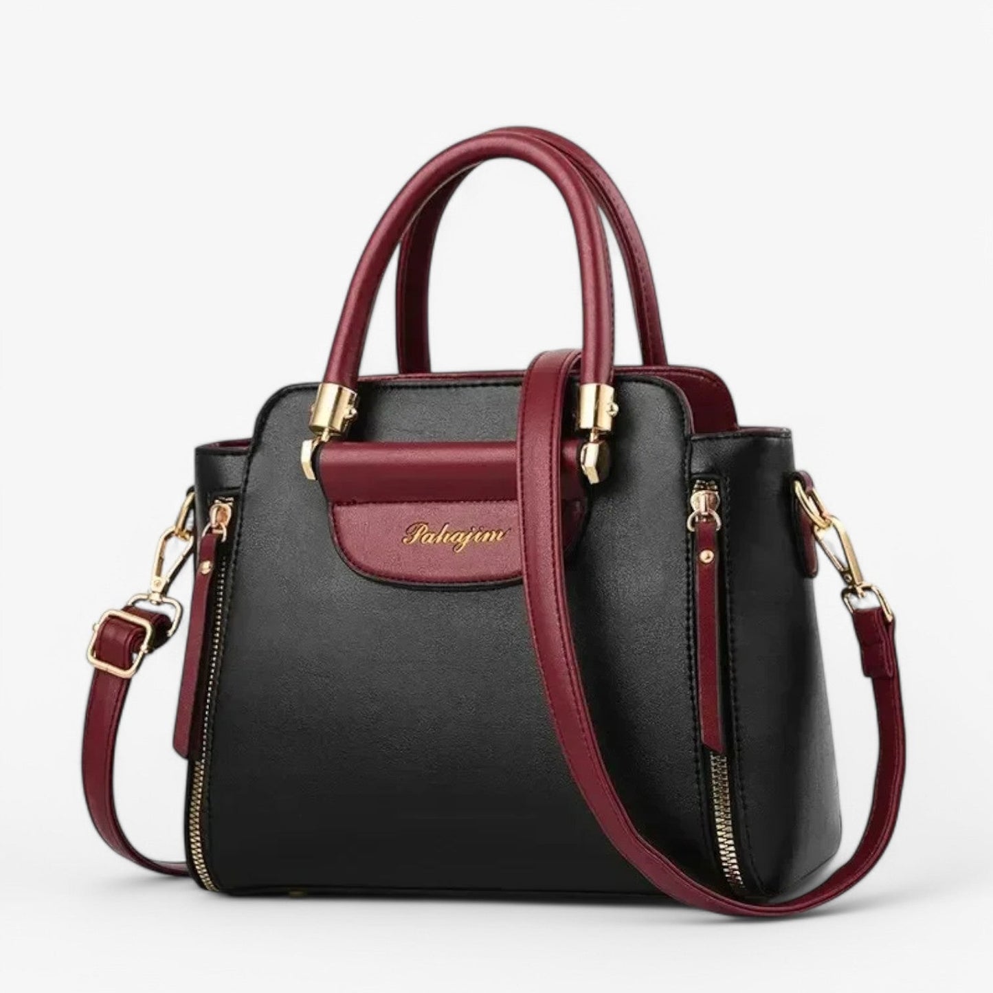 Elegante Damen-Handtasche mit Kontrastfarben – Veganes Leder, Schulterriemen & geräumiges Design