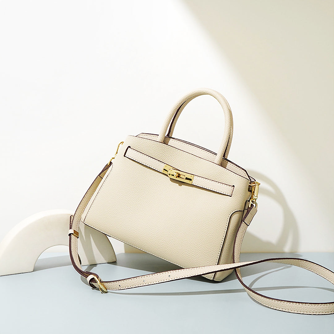 Elegante Damen-Handtasche mit Goldverschluss – Zeitloses Design aus veganem Leder