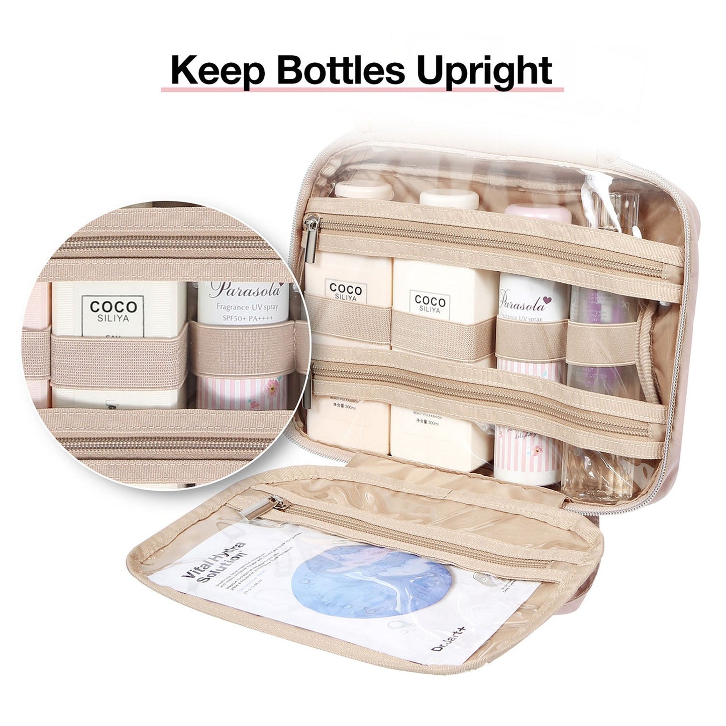Wasserdichte Kulturtasche mit Transparentem Reiseset – Luxus Kosmetik- & Make-up Tasche für Reisen