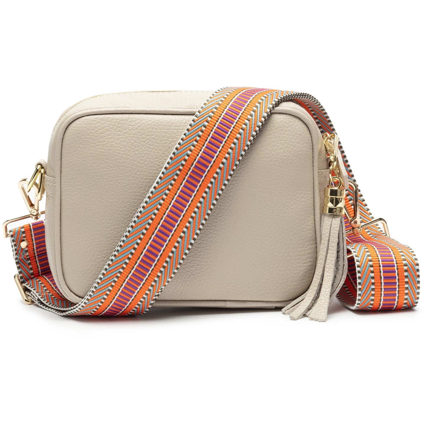 Beige Damen Crossbody Tasche mit breitem, verstellbarem Schulterriemen – Stilvolle Umhängetasche aus hochwertigem PU-Leder