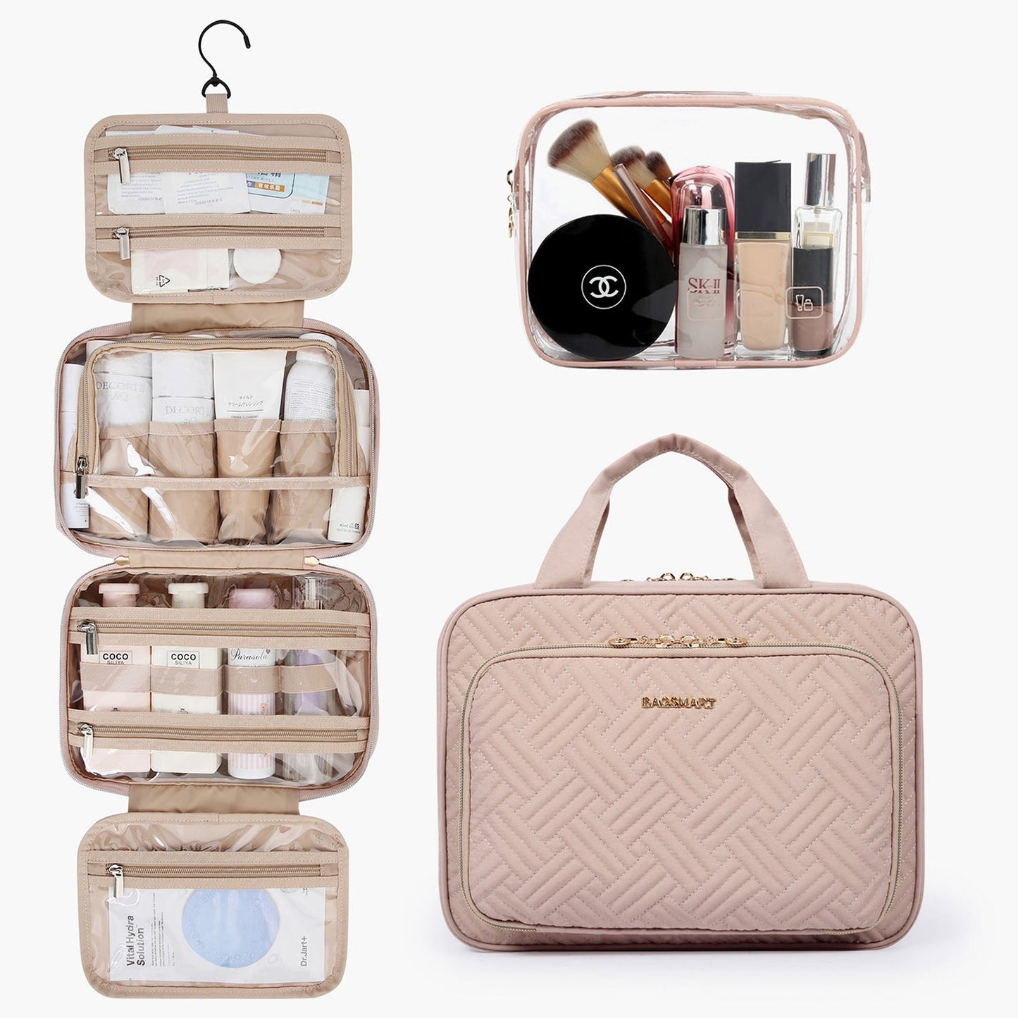 Wasserdichte Kulturtasche mit Transparentem Reiseset – Luxus Kosmetik- & Make-up Tasche für Reisen
