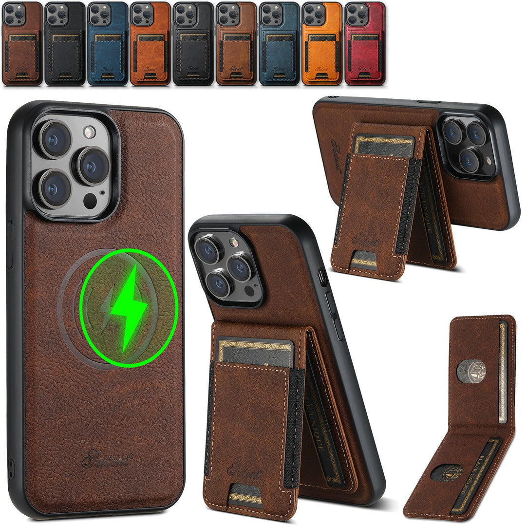 Leder iPhone Hülle mit MagSafe & Kartenhalter – 2-in-1 Wallet Case