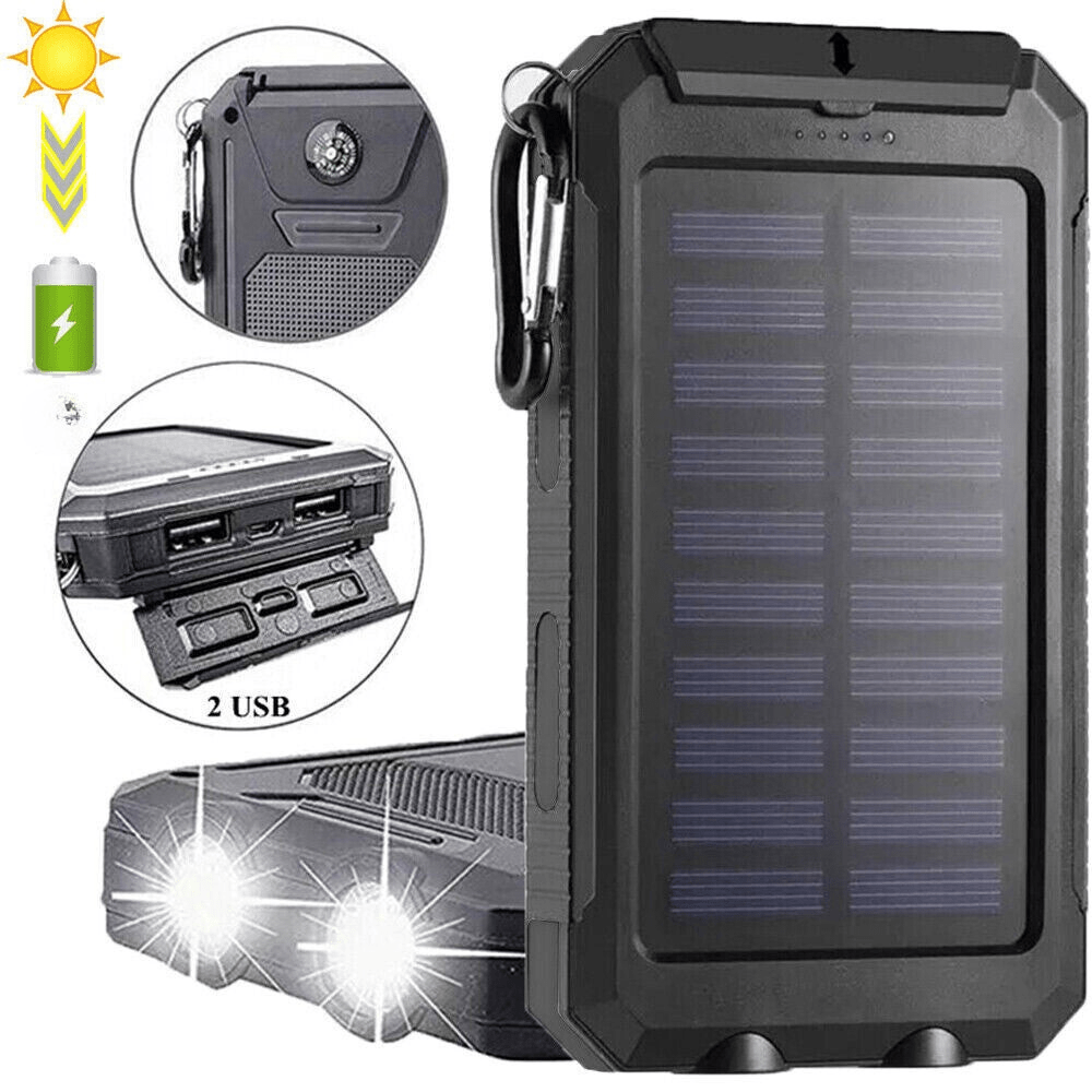 Solar Powerbank 20.000mAh – Tragbares Ladegerät mit Solarpanel, LED-Taschenlampe & wasserdichtem Design für Outdoor-Abenteuer