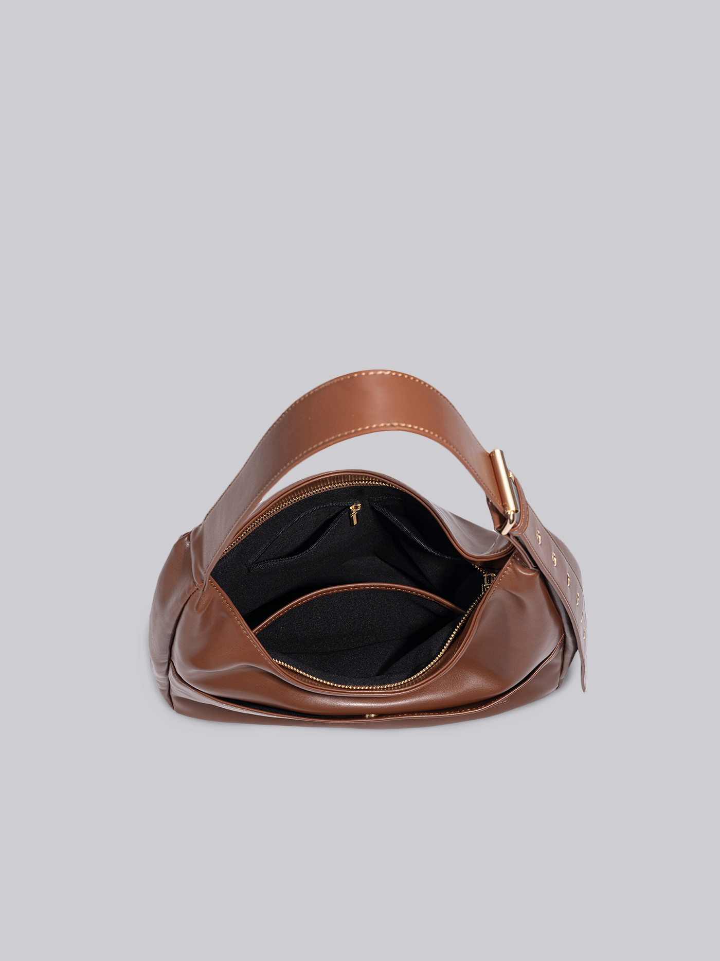 Schwarze Schultertasche Damen – Minimalistisches & geräumiges Design aus veganem Leder
