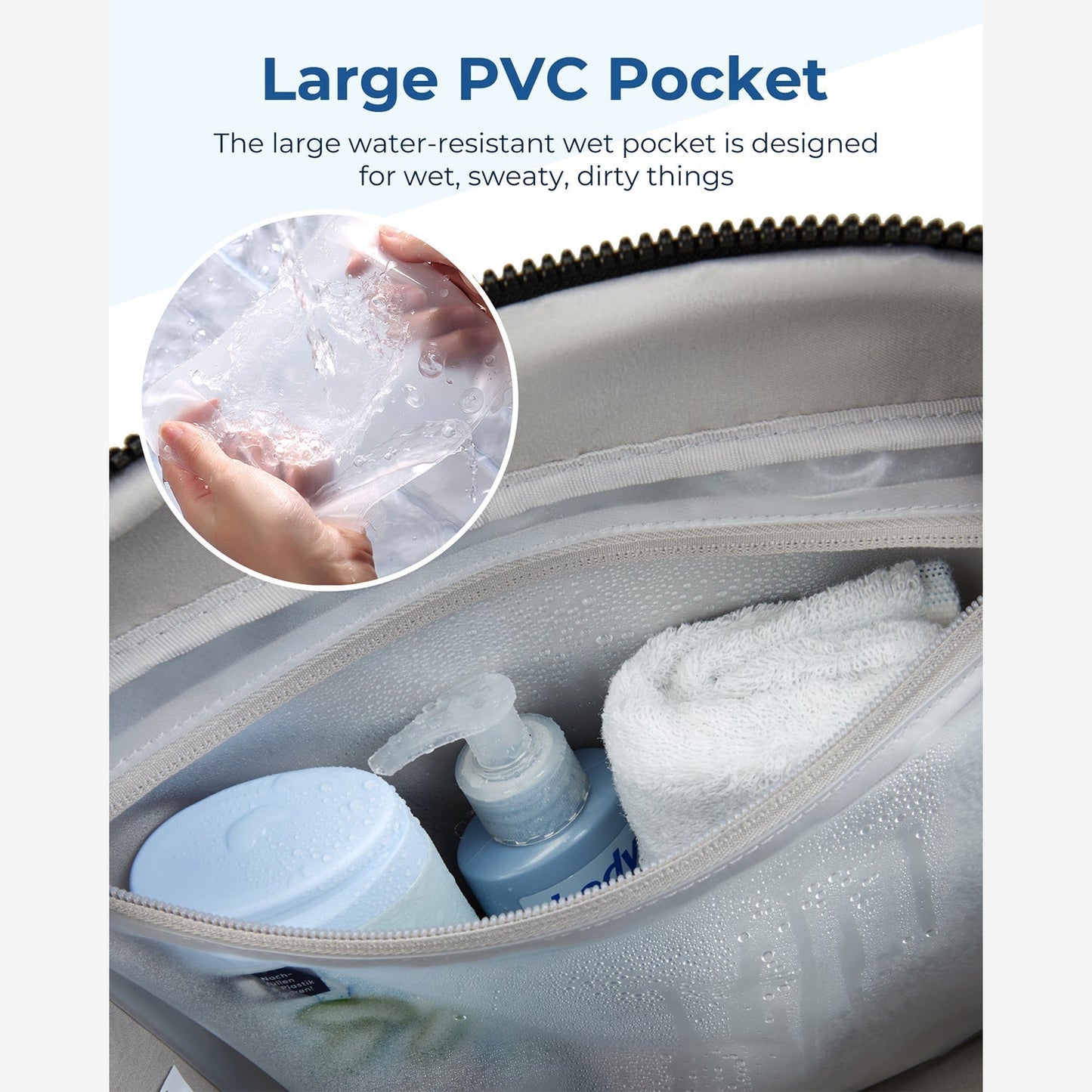 Reisetasche für Handgepäck – Leicht & Wasserabweisend mit Trolley-Gurt & PVC-Fach