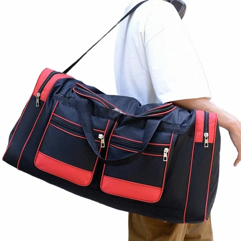Reisetasche mit Großem Volumen – Wasserabweisende Sporttasche 60L mit Schultergurt – Schwarz/Blau oder Rot
