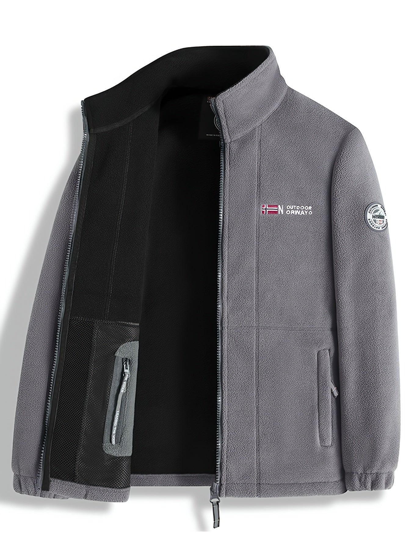 Outdoor Fleecejacke Herren – Warme Übergangsjacke mit Stehkragen & Reißverschlusstaschen